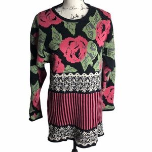 Flora Print Long Sleeve Sweater Dress